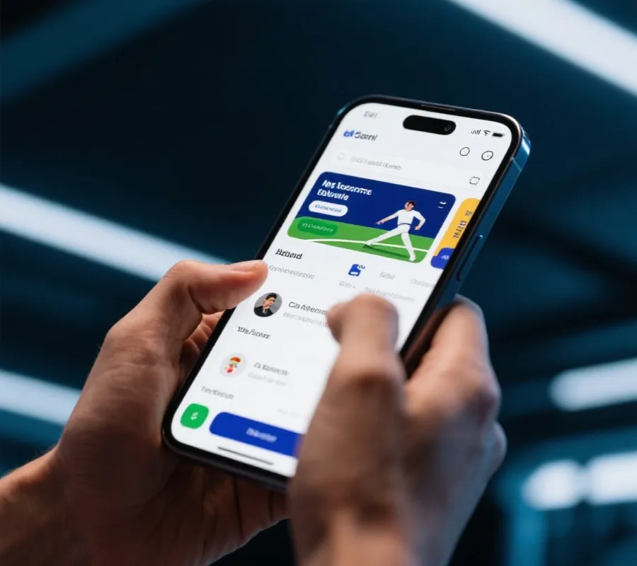 用户在手机上浏览华体会移动端界面